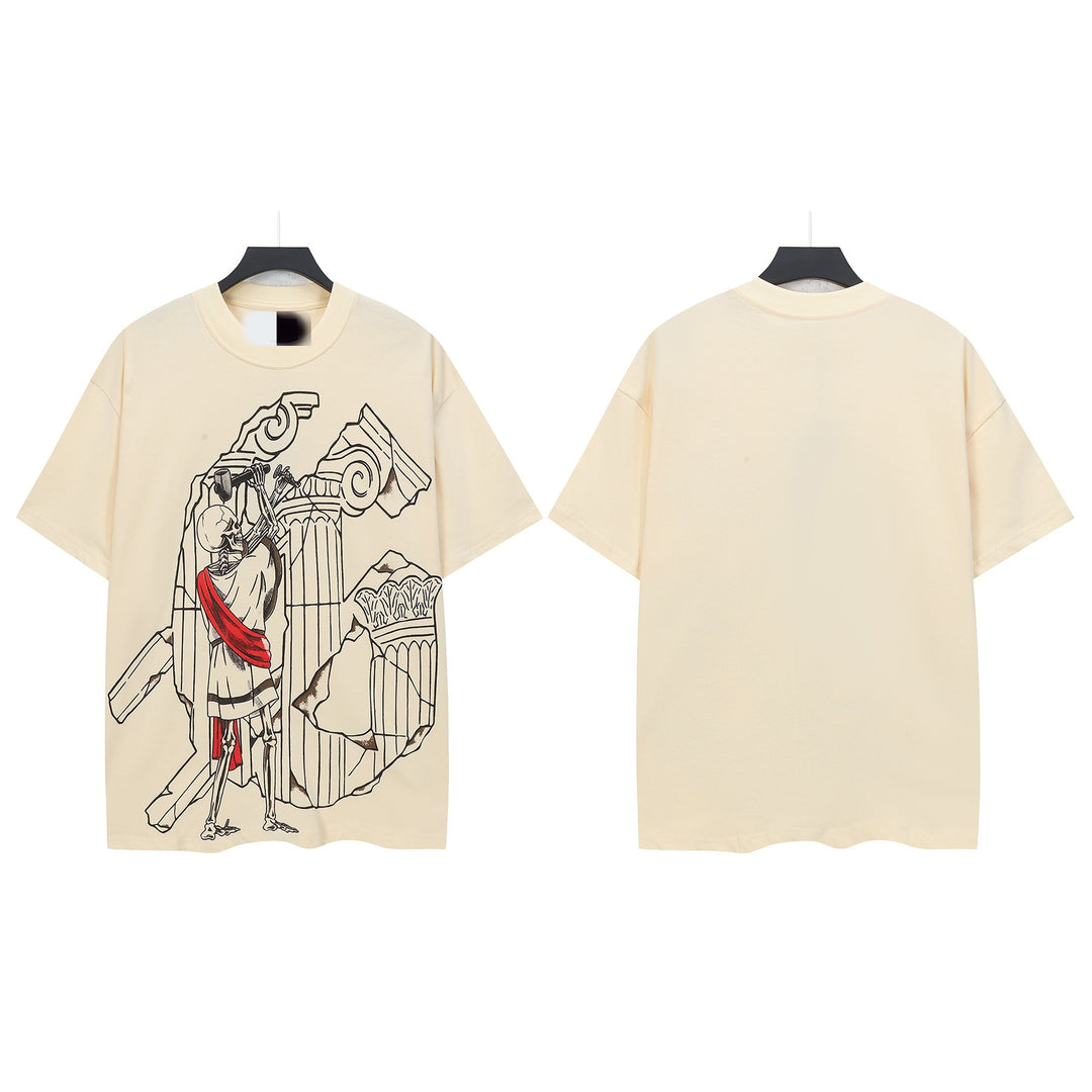 Skull Man rock band print hip-hop loose T-shirt