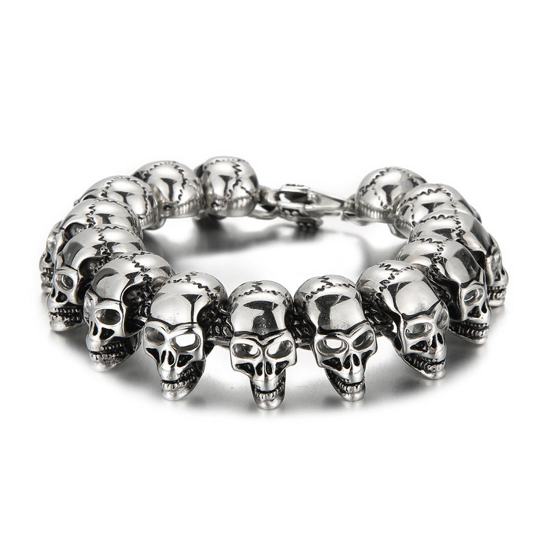 Hip-hop skull men's titanium steel bracelet