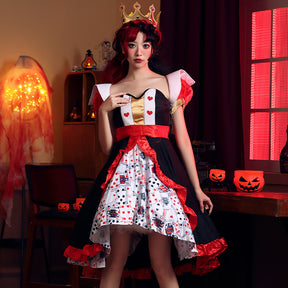 Halloween costume Red Queen floral dress