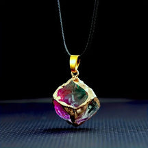 Natural stone mixed color crystal gold edge pendant