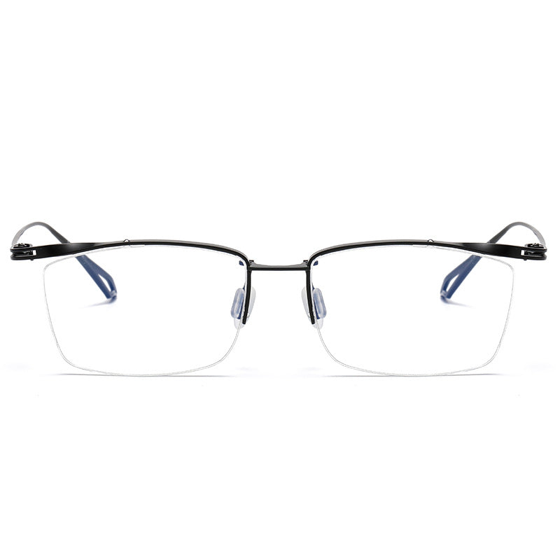 Plain color pure titanium handmade half-rimmed glasses