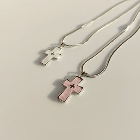 High-grade blade chain double cross pendant necklace