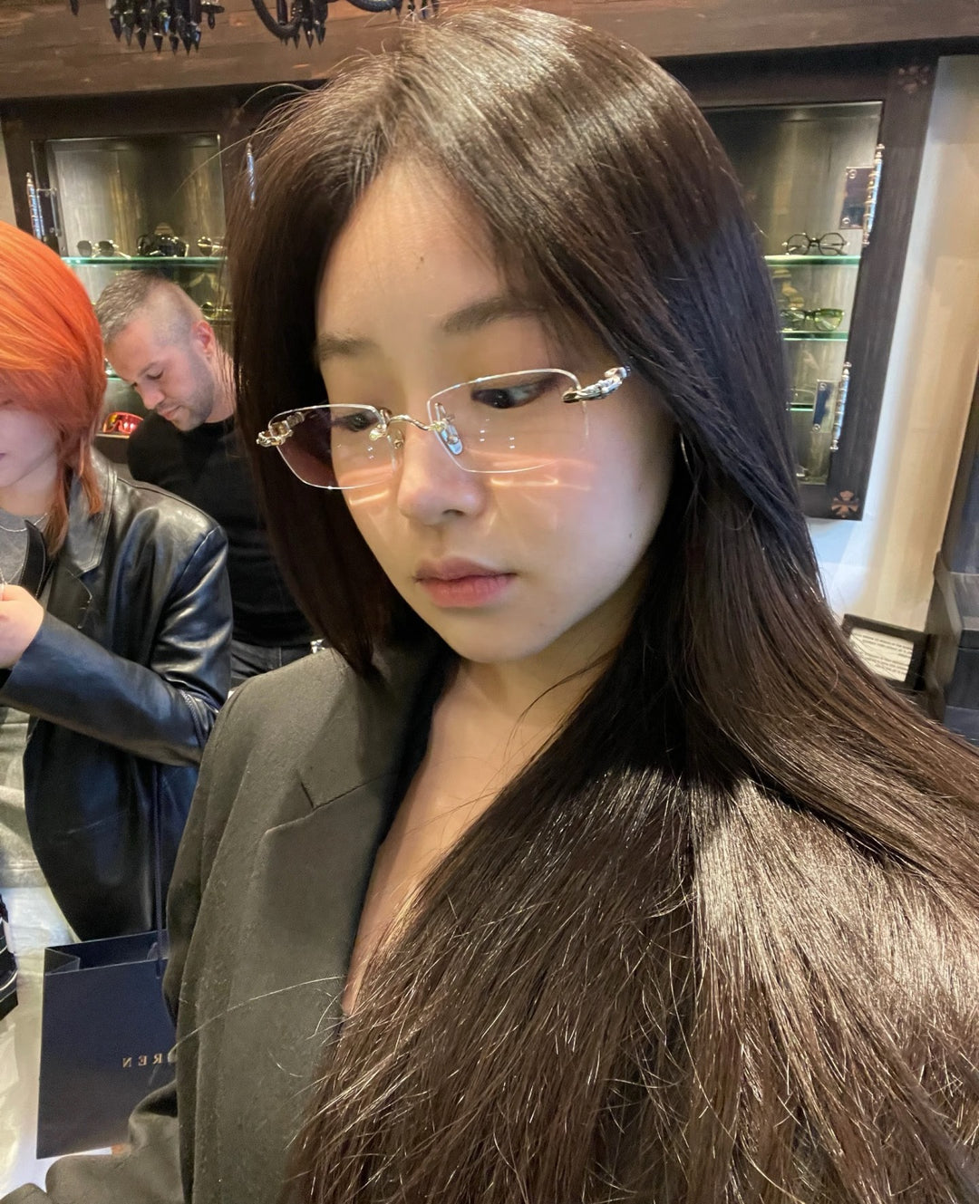 Chrome Hearts Rimless Eyeglass Frames with Cross Engraving