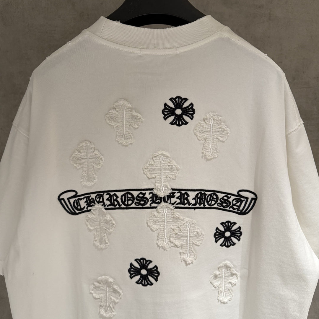 Chrome Hearts Embroidered Distressed Short-Sleeve T-Shirt