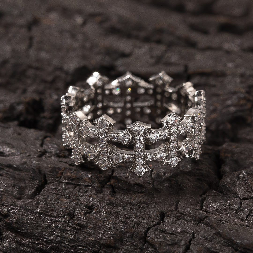 9mm Double-Sided Cross-Shaped Zircon Ring