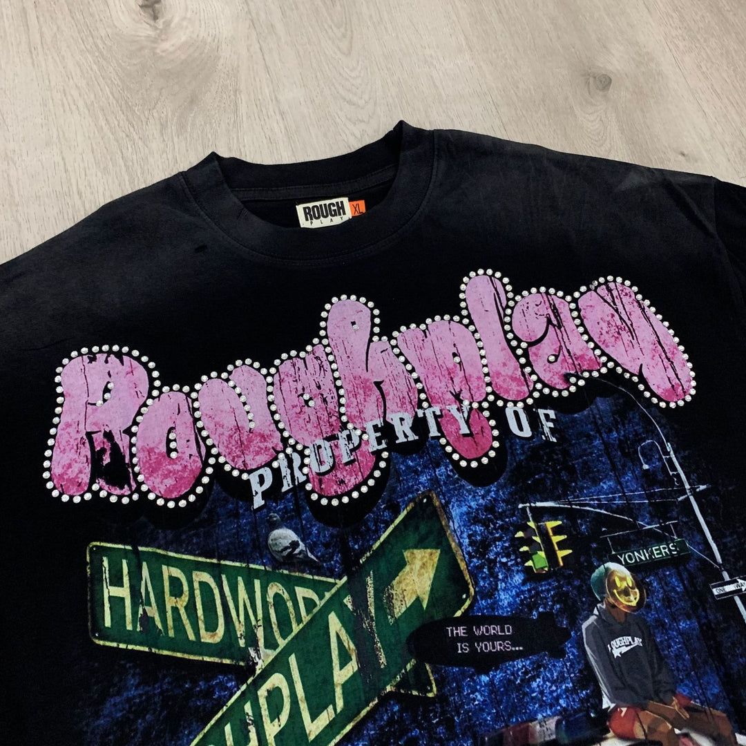 RoughPlay NYC Distressed, Ripped, and Sparkling Short-Sleeve T-Shirt