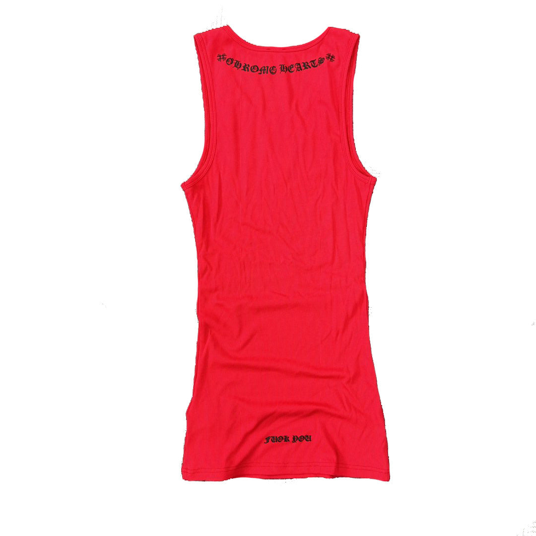 Chrome Hearts red T-shaped medieval cross print vest skirt
