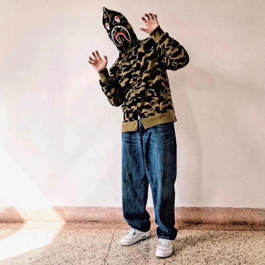 BAPE Shark head camouflage zip-up jacket