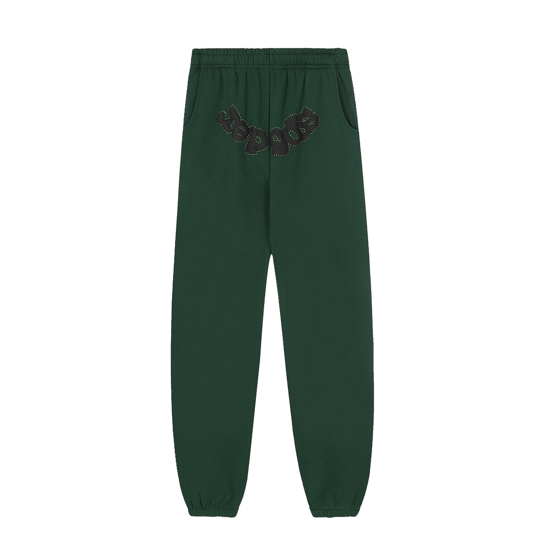 Sp5der patterned beaded 555555 hoodie and trousers