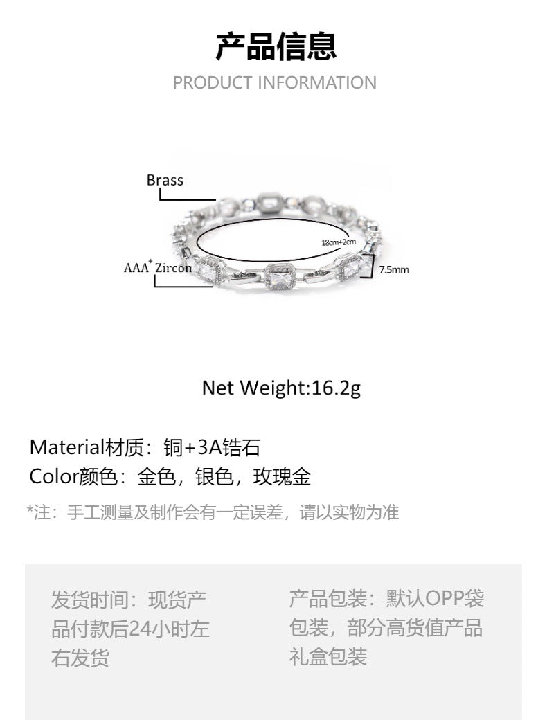 Geometric Zirconia White Diamond Bracelet
