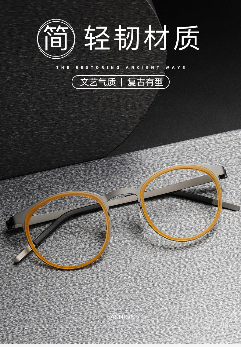 retro Screwless round frame glasses
