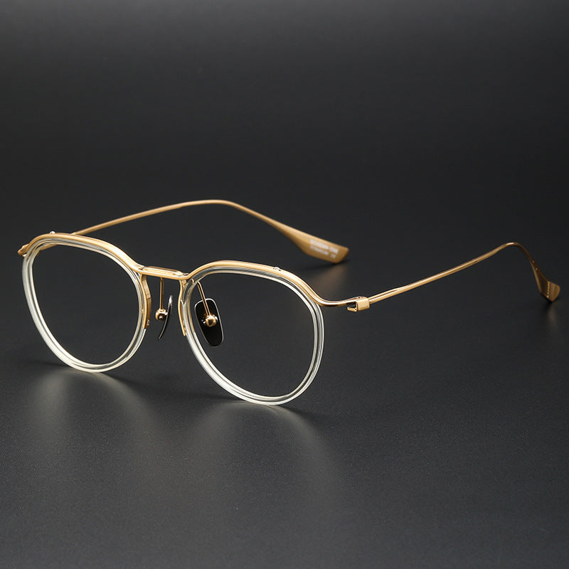 Irregular browline pure titanium eyeglass frames