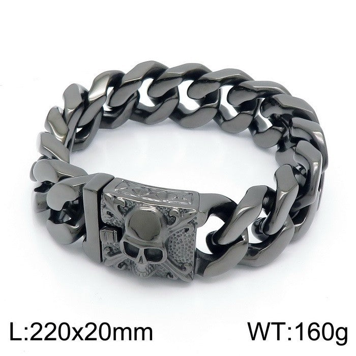 Skull Cuban chain titanium steel bracelet