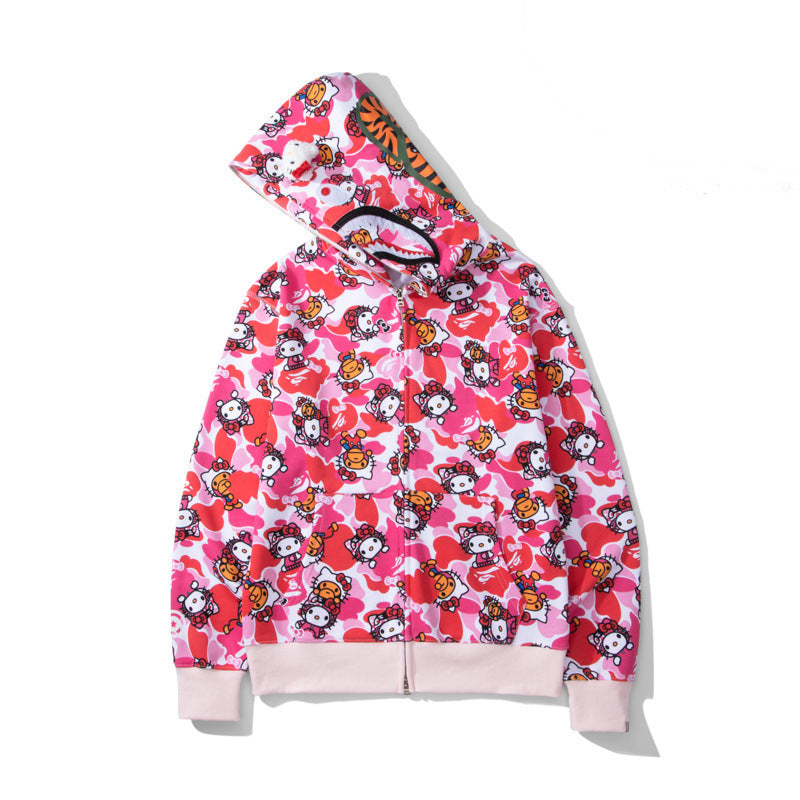 BAPE Shark camouflage hooded cardigan jacket