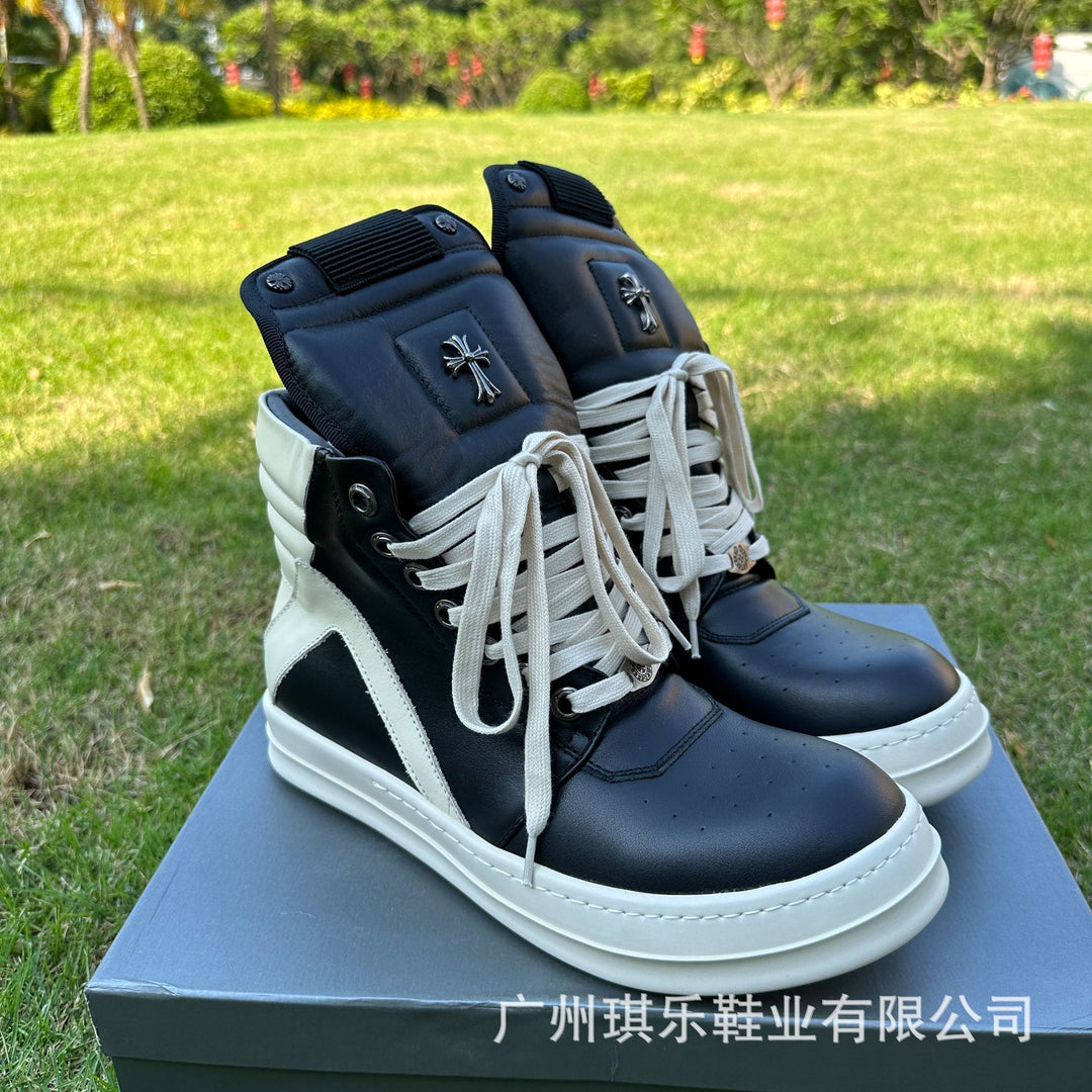 Chrome Hearts Style Mid-Top Sneakers with Platform Sole