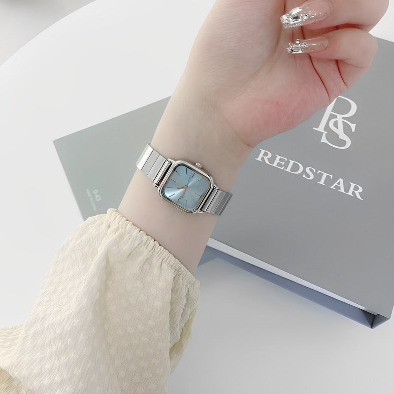 Simple student bamboo-joint steel band quartz watch