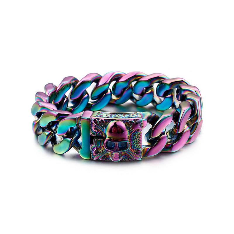 Skull Cuban chain titanium steel bracelet