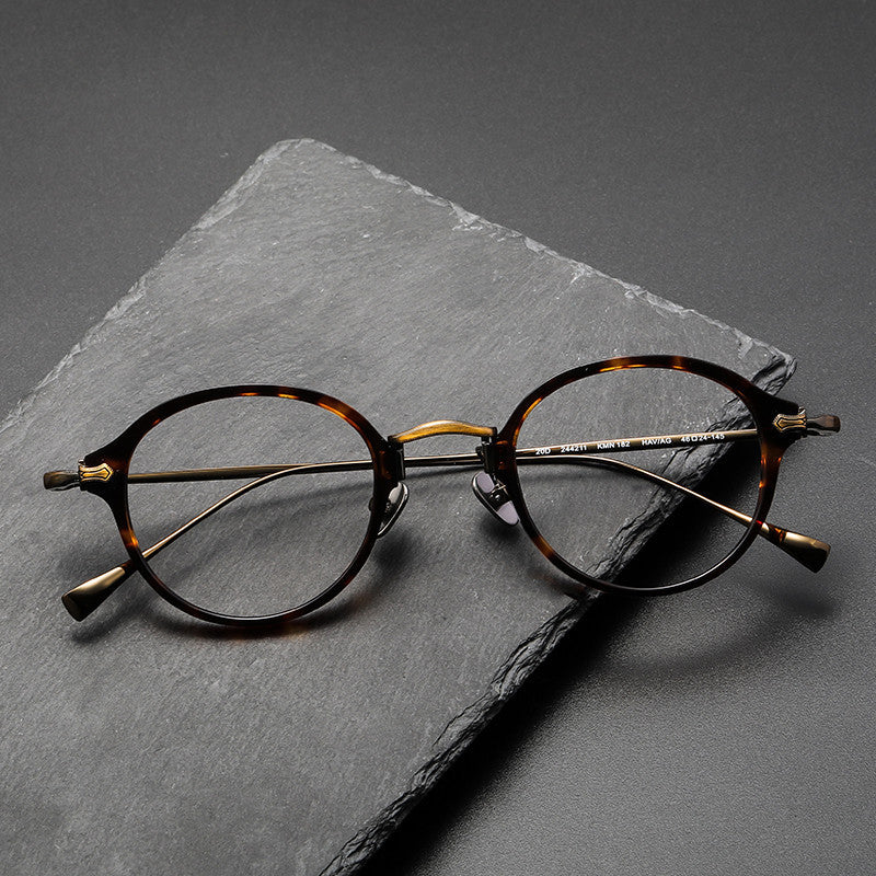 Candy Colors Tortoiseshell Round Titanium Eyeglasses