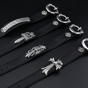 chrome hearts cross dagger leather bracelet