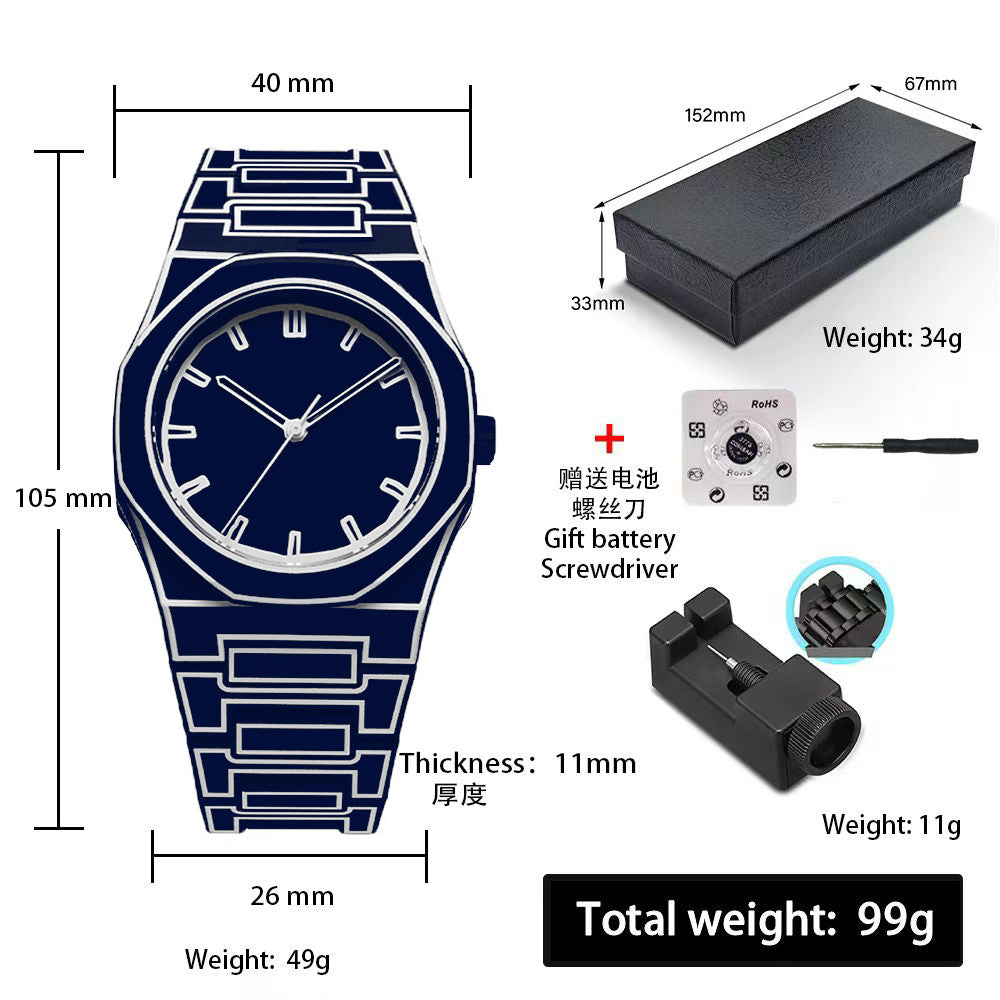 Sports-Style Waterproof Plastic Watch with Arabic Numerals