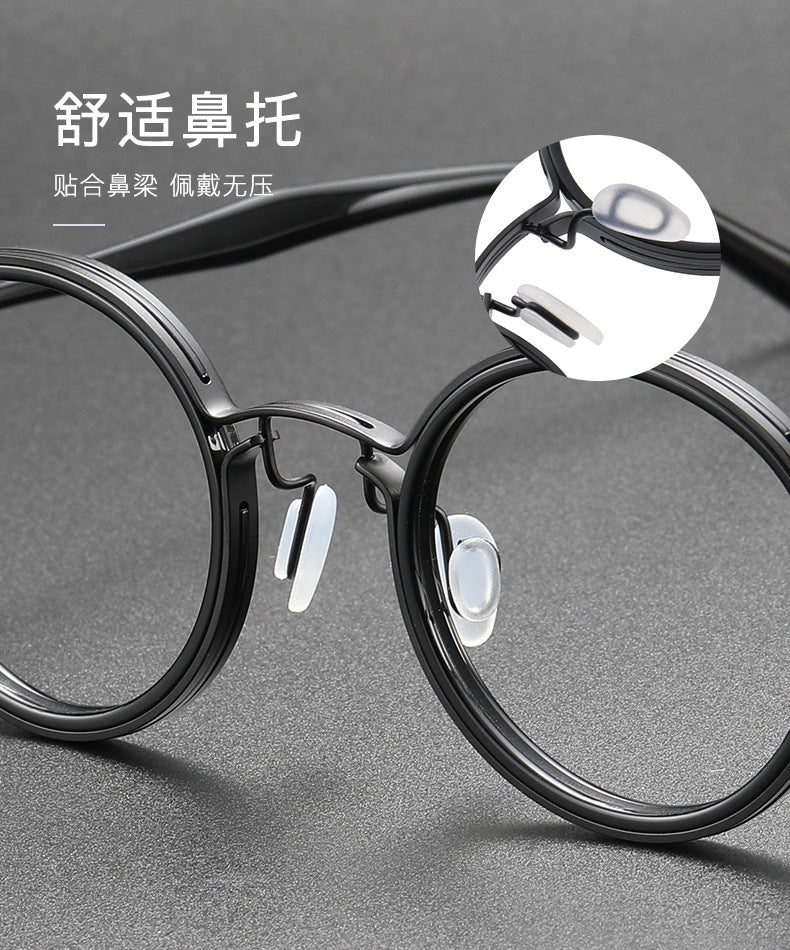 Large round pure titanium eyeglass frames