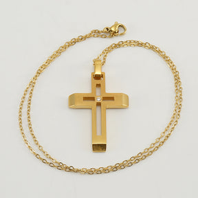 Fashionable and simple hollow diamond cross necklace