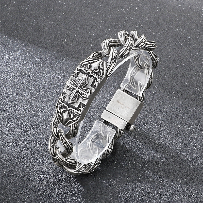 Titanium Steel Bracelet with Cross Pattern