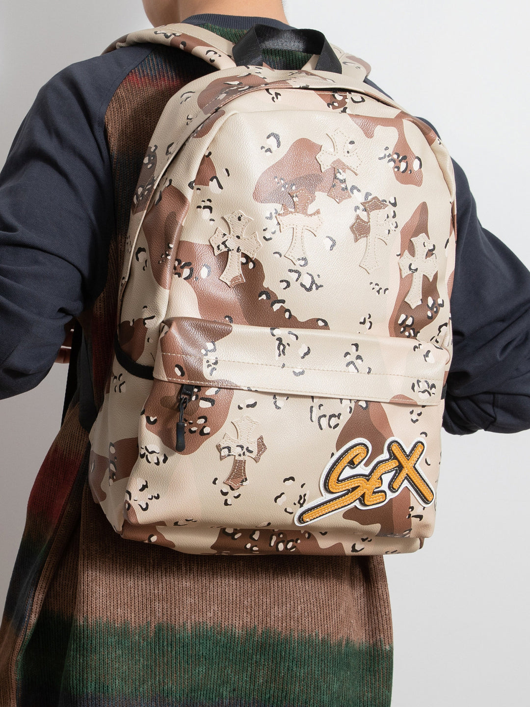 Chrome Hearts Cross Large Capacity PU Leather Backpack