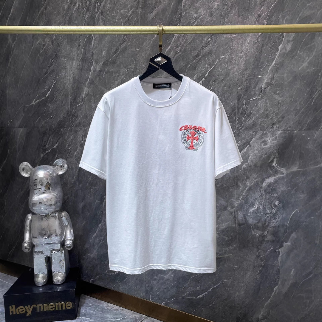 Chrome Hearts Cross & Horseshoe Double-Layer Embroidered T-Shirt