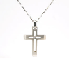 Fashionable and simple hollow diamond cross necklace