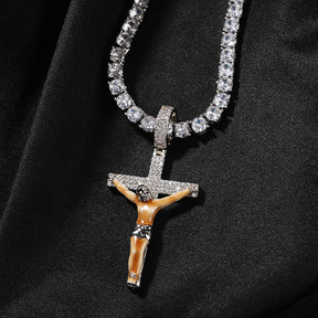 Enamel Cross Diamond Pendant