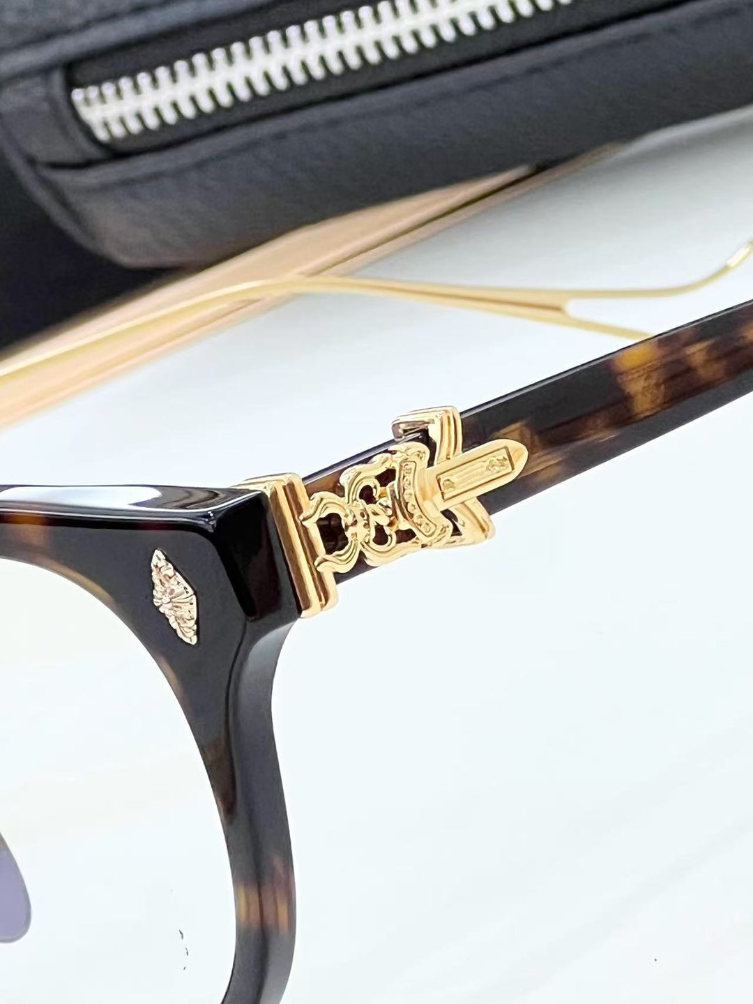 Chrome Hearts Big Sword Light Titanium Metal Oval Glasses
