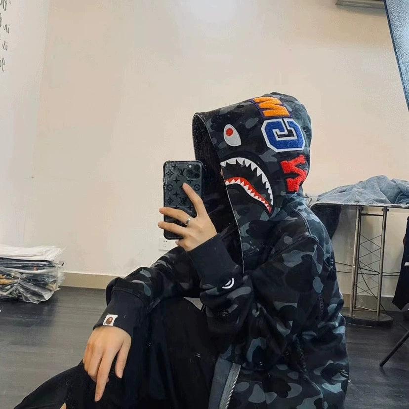 BAPE Shark head camouflage zip-up jacket