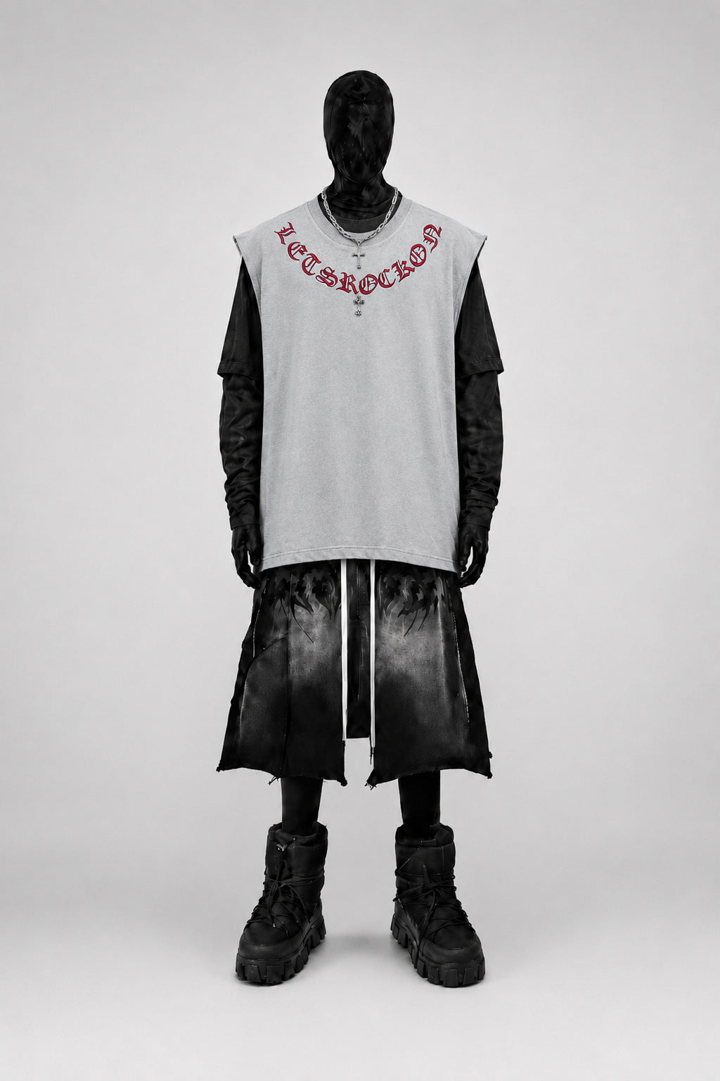 Chrome Hearts gothic letter embroidery and cross vest
