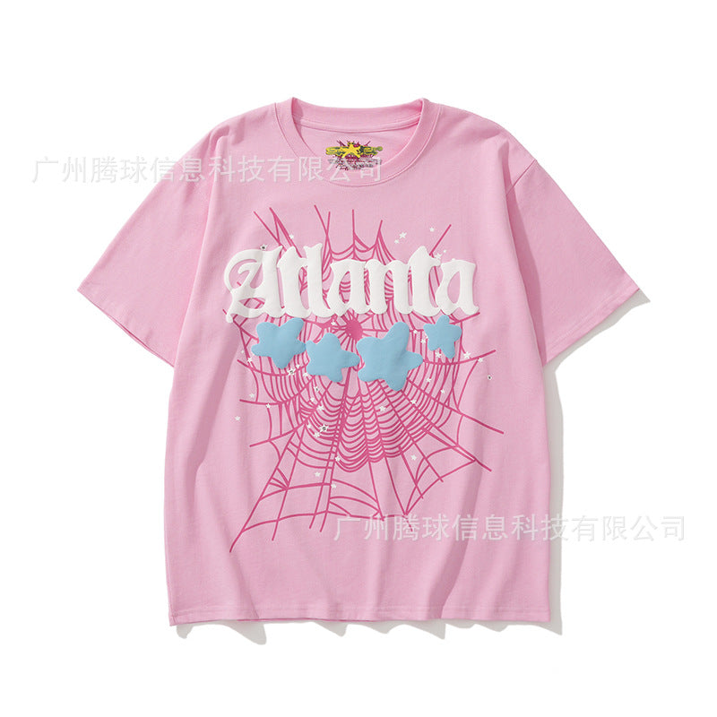 Sp5der short-sleeved foam letter T-shirt