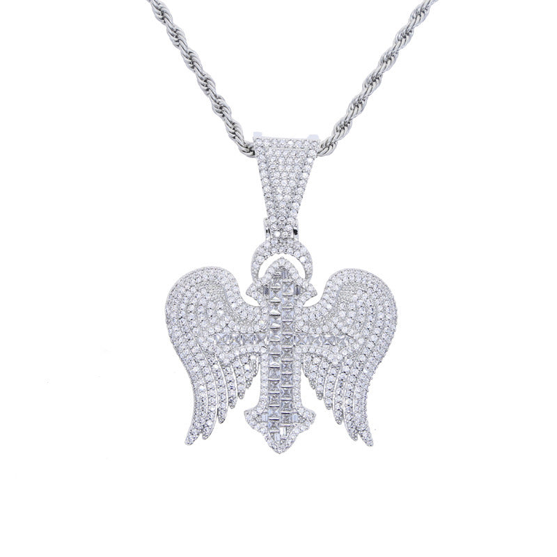 Hip-hop cross wings men's pendant
