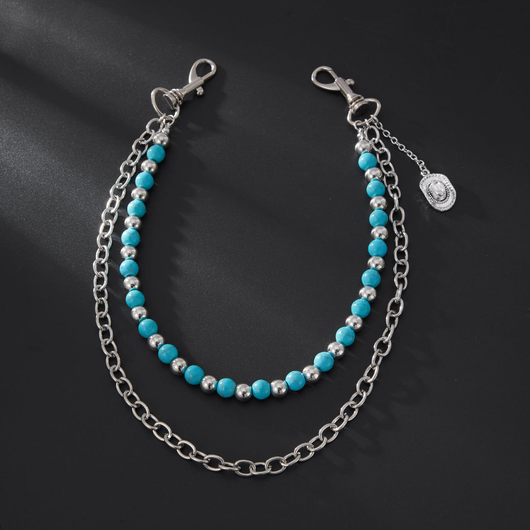 Turquoise Round-Bead Waist Chain