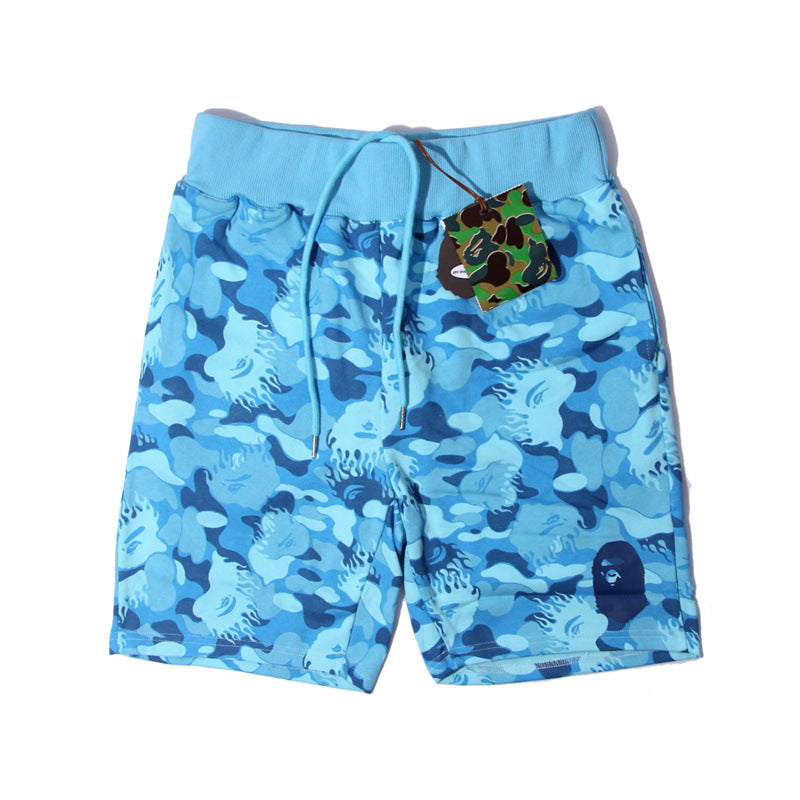 BAPE camouflage letter shark shorts five-point casual pants