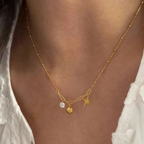Small starfish shell zircon necklace