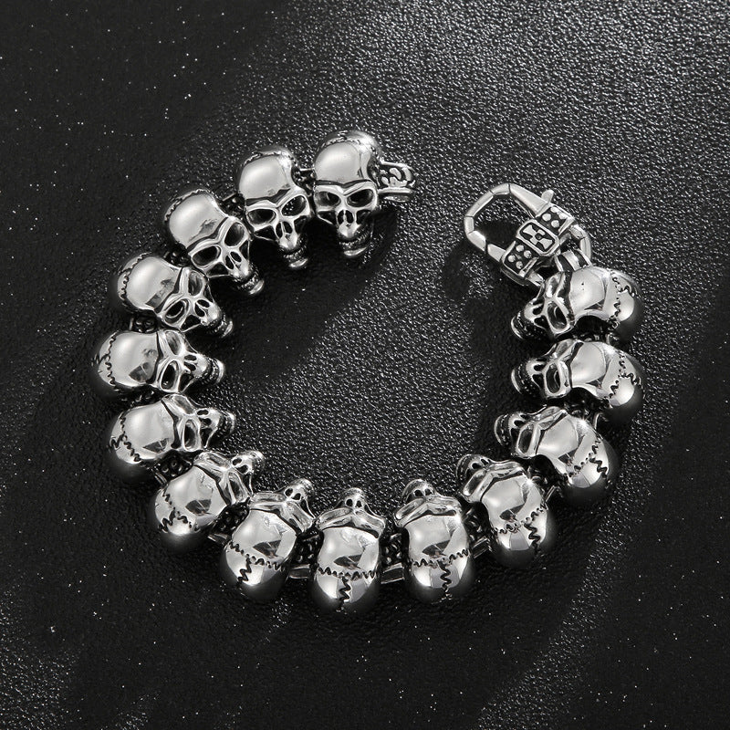 Hip-hop skull men's titanium steel bracelet