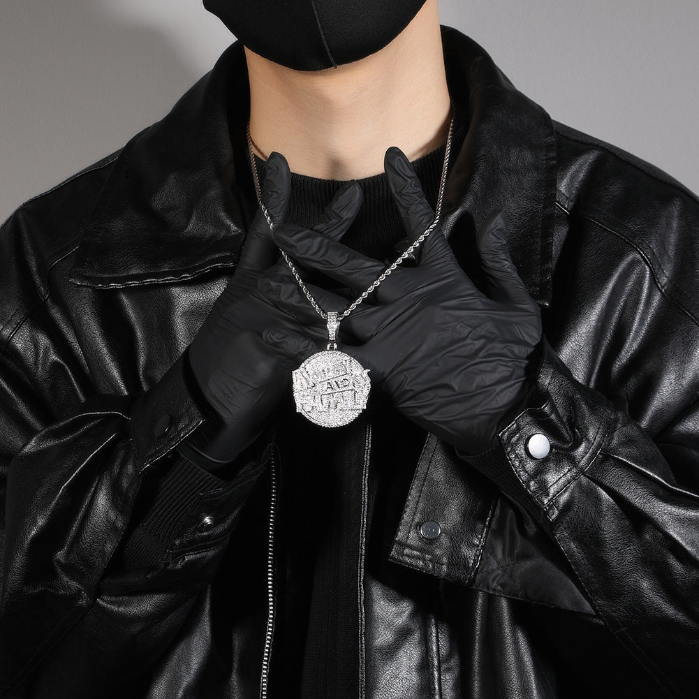 "Money and Family" letter pendant round disc necklace