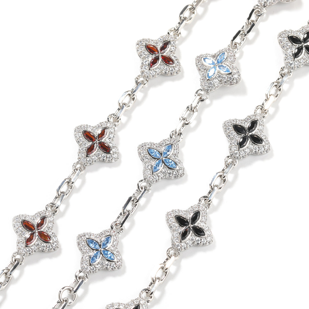 Full-Pavé Lucky Four-Leaf Clover Bracelet Necklace