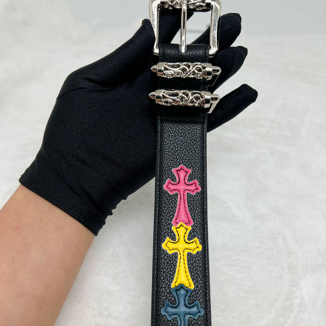Chrome Hearts Litchi-Grain Colored Belt with Vine Motif