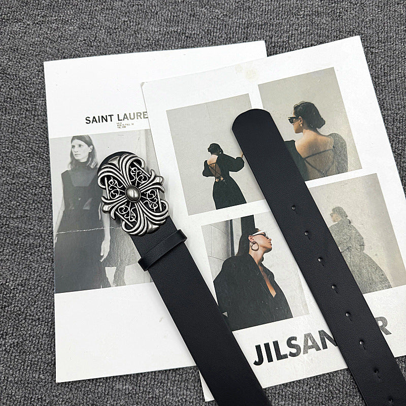 Chrome Hearts Cross Buckle Embossed Belt