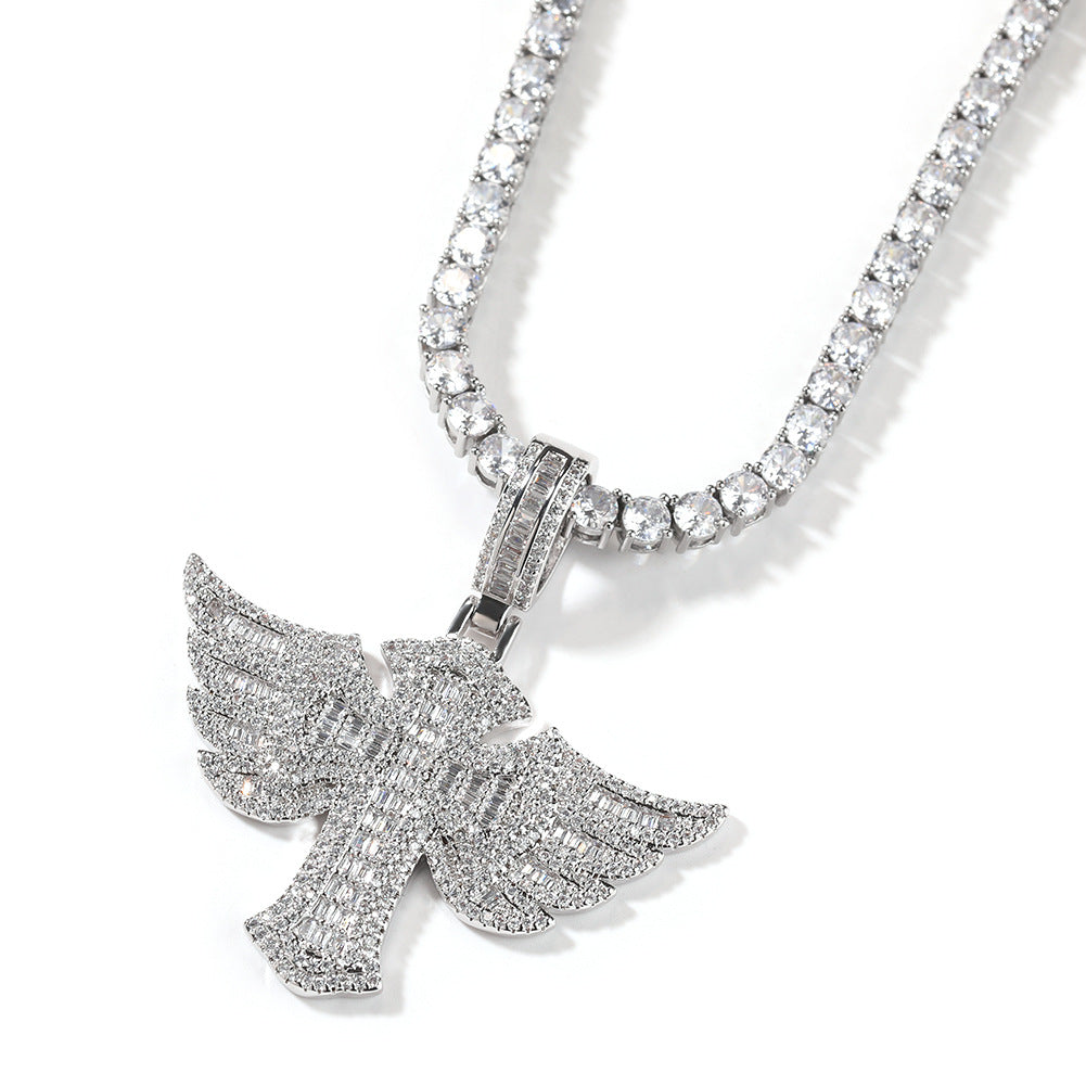 Angel Wings Cross Diamond Pendant