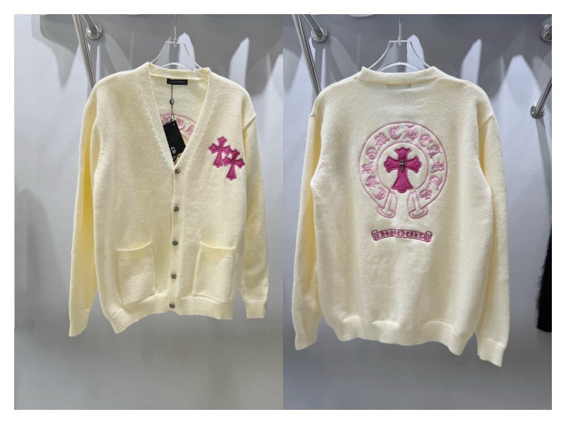 Chrome hearts cross cotton knitted cardigan sweater