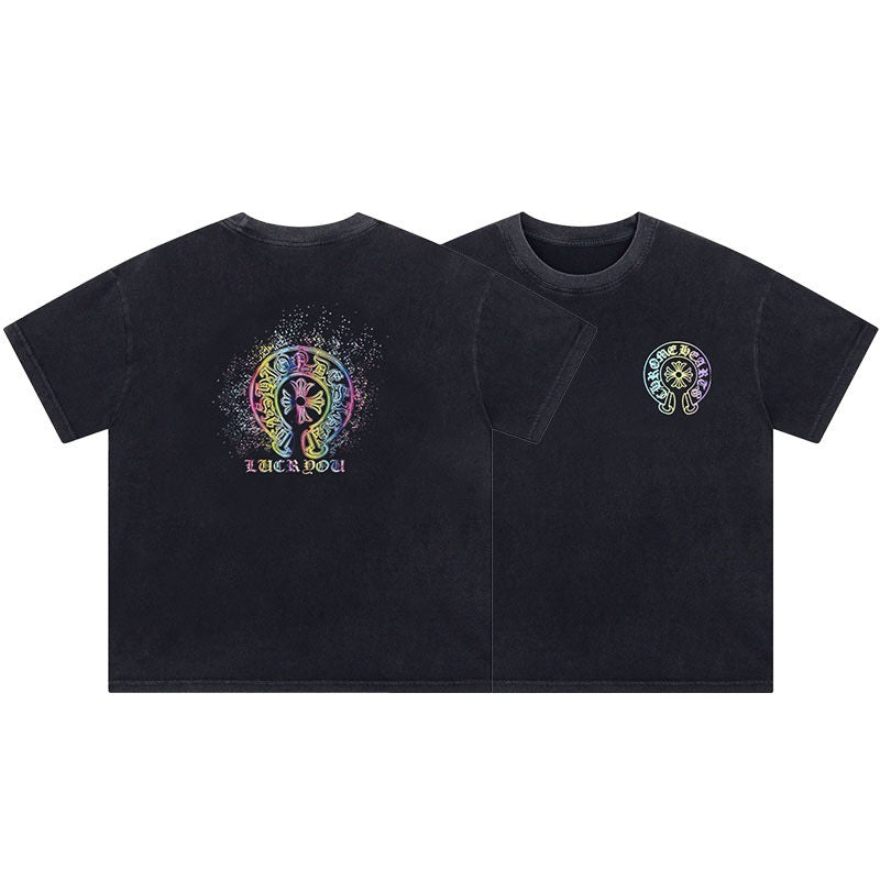Chrome Hearts Summer Embroidery Print Cotton T-Shirt Short-Sleeve