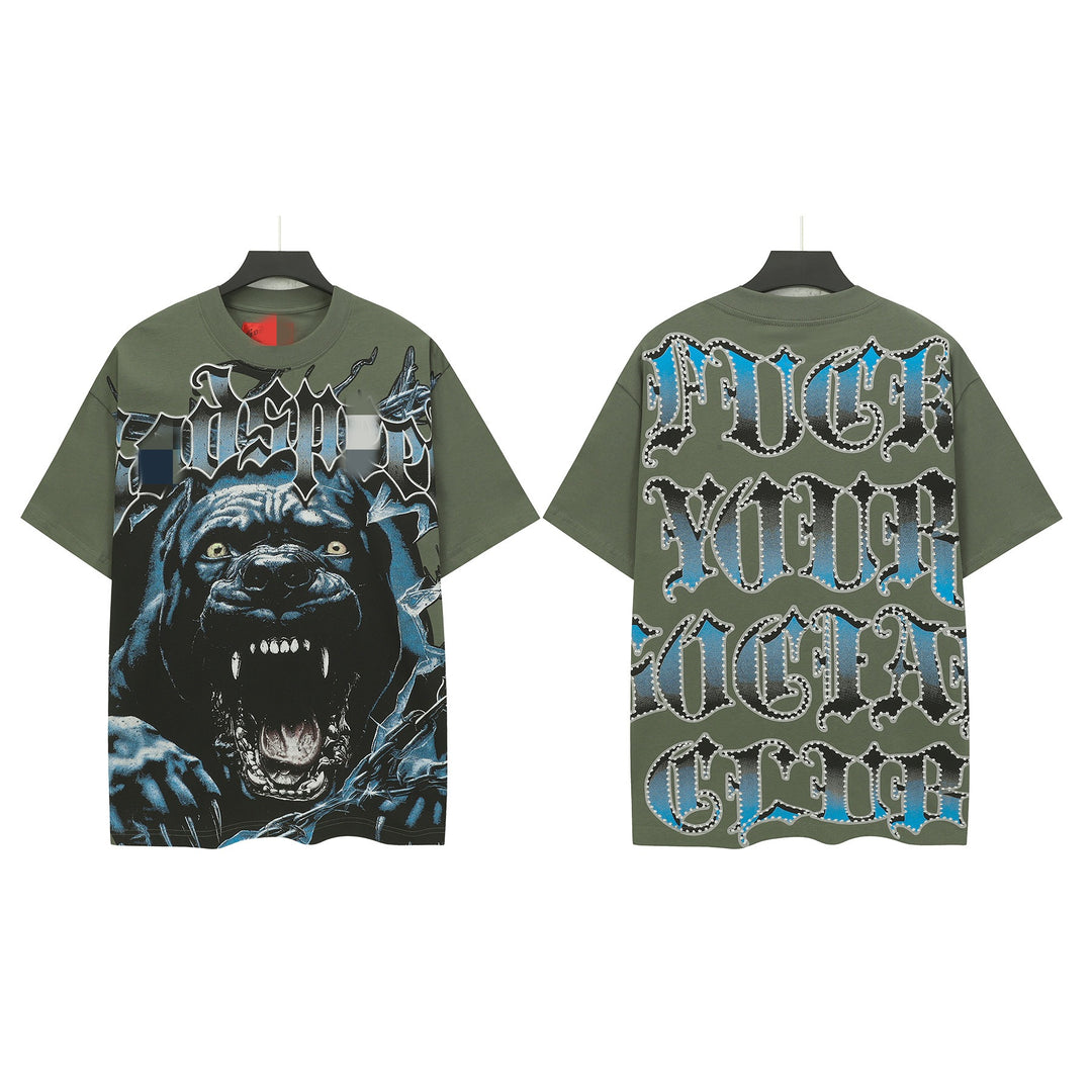 Skull Man rock band print hip-hop loose T-shirt