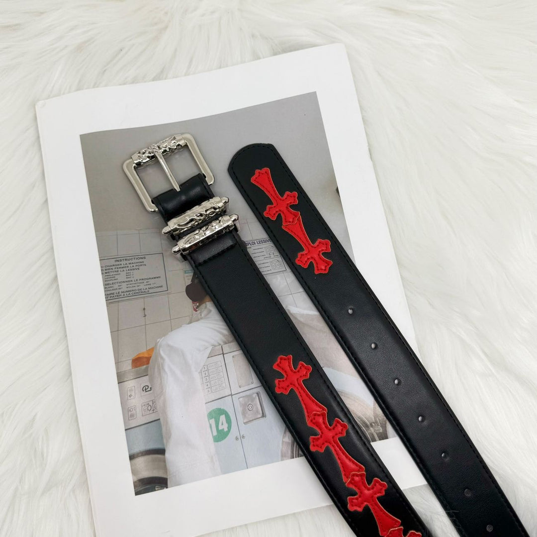 Chrome Hearts Litchi-Grain Colored Belt with Vine Motif