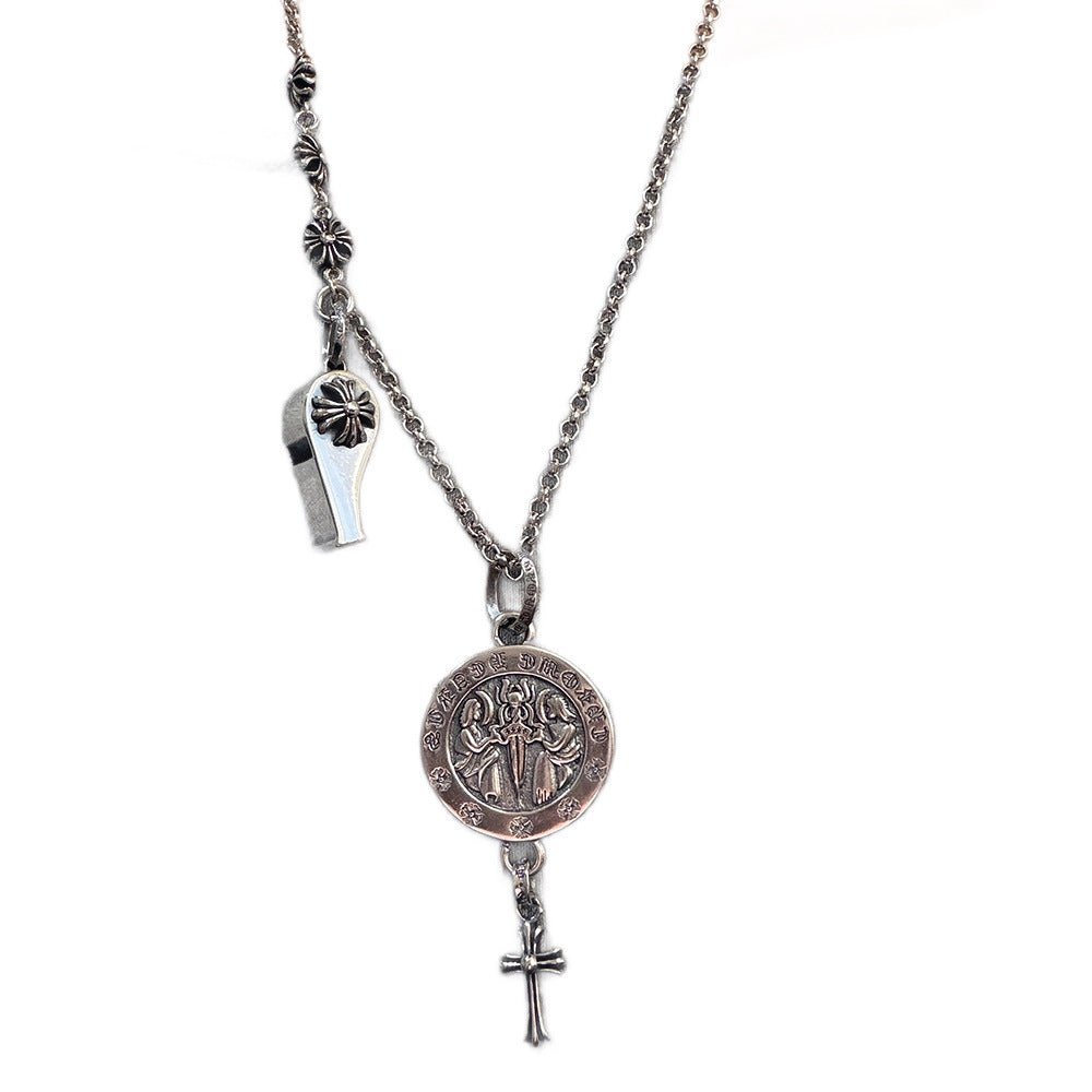 Chrome Hearts Angel Round Brand Whistle Cross Necklace